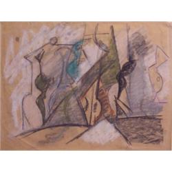 Hans Burkhardt (b. 1904) Swiss, ABSTRACT, 1939, color pastel on paper, 18 x 23 1/2", signed and...
