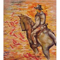 Sandro Chia (b. 1946) Italian, HORSE AND RIDER, color lithograph, signed in pencil, numbered ed...