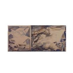 John Coleman (20th Century) American, STUDIO SCENES, two watercolors on paper, 30 1/2 x 22 1/2"...