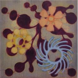 Contemporary School (20th Century) American, FLOWERS, 1996, acrylic painting on panel, 9 x 9",...