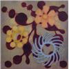 Image 1 : Contemporary School (20th Century) American, FLOWERS, 1996, acrylic painting on panel, 9 x 9",...
