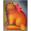 Image 1 : Igor Galanin (20th Century), CAT WITH CHERRIES, color screenprint, signed in pencil, numbered e...