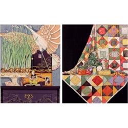 P. S. Gordon (20th Century) American, PATCHWORK STILL LIFE; ORIENTAL STILL LIFE, two screenprin...