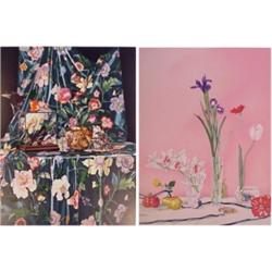 P. S. Gordon (20th Century) American, STILL LIFE WITH BIRDS; STILL LIFE WITH IRIS, two screenpr...