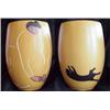 Image 1 : R. C. Gorman (b. 1931) American, WOMAN WITH BLACK CAT, 1981, yellow ceramic vase, numbered edit...
