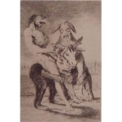 Francisco Goya (1746-1828) Spanish, MIREN QUE GRABES from Los Caprichos, plate 63, etching, sig...