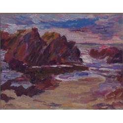 Goldie Powell Harding (1892-1974) American, OUT OF PALO ALTO, oil painting on canvas, 10 x 8",...
