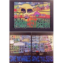 Fredrick Hundertwasser (1928-2000) Austrian, EXHIBITION POSTER, four color posters, three with...