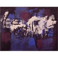 Ray Jackson (b. 1927) British American, UNTITLED (Blue), 1960, gouache on paper, 20 x 26", sign...