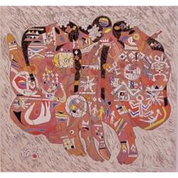 Jiang (b. 1938) Chinese, LOVE I, color screenprint, signed in pencil, numbered edition 293, she...