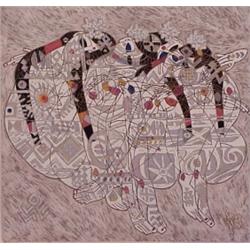 Jiang (b. 1938) Chinese, LOVE II, color screenprint, signed in pencil, numbered edition 293, sh...