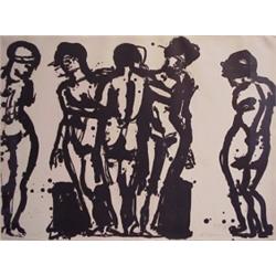 Lester Johnson (b. 1919) American, STANDING NUDES, lithograph, signed in pencil and inscribed '...