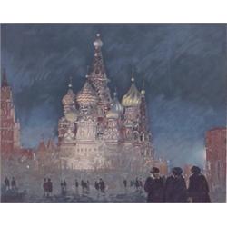 John Kelly (20th Century) American, MOSCOW NIGHT, color screenprint, signed in pencil, numbered...