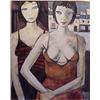 Image 1 : Charles Levier (b. 1920) French, TWO WOMEN, c. 1959, oil painting on canvas, 30 x 24", signed l...