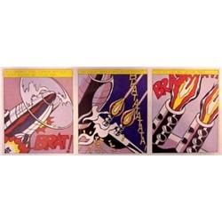 Roy Lichtenstein (1923-1997) American, AS I OPEN FIRE (C. app5), 1966, triptych, color offset l...