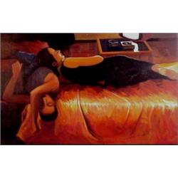 Ramon Lombarte (20th Century) Spanish, 7:18 SUNDAY, 1987, acrylic painting on canvas, 29 x 46",...