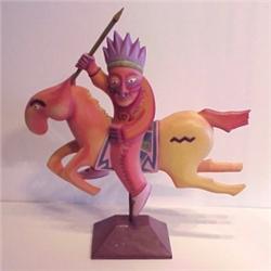 Lowenkamp (20th Century), CHARGING WARRIOR, 1986, painted carved wood multiple sculpture, numbe...