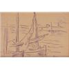 Image 1 : Maxmillen Luce (1858-1941) French, SAILBOATS, pencil and ink drawing on paper, 5 x 8", signed l...