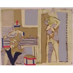 Conrad Marca-Relli (1913-2000) American, INTERIOR WITH TWO FIGURES, color lithograph, signed in...