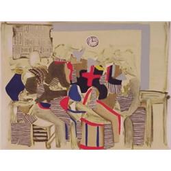 Conrad Marca-Relli (1913-2000) American, INTERIOR WITH SEATED FIGURES, color lithograph, signed...