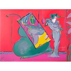 Peter Max (b. 1937) German/American, LADY ON RED, color screenprint, signed in pencil, numbered...