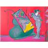 Image 1 : Peter Max (b. 1937) German/American, LADY ON RED, color screenprint, signed in pencil, numbered...