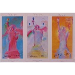 Peter Max (b. 1937) German/American, LIBERTY, three color posters, each 25 1/2 x 12 1/2", each...