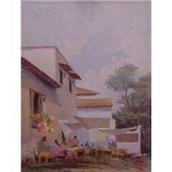 Navarrete (20th Century), CALLEJON DE TAXCO, oil painting on canvas, 16 x 12", signed lower rig...