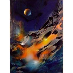 Leonardo Nierman (b. 1932) Israeli/Mexican, PRE-HISTORIC DREAM, acrylic painting on board, 48 x...
