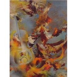 Leonardo Nierman (b. 1932) Israeli/Mexican, VIOLINS, embossed color lithograph, signed in penci...