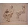 Image 1 : 19th Century Style drawing, STUDY OF SEATED MAN, ink wash and pencil drawing with pencil grid o...