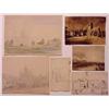 Image 1 : 19th Century Style drawings & watercolors, CATHEDRALS; BUILDINGS; COSTAL SCENE, six pencil draw...