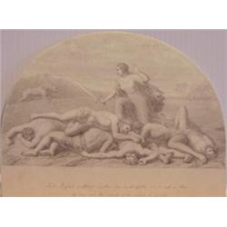 Old Master Style drawing, AND RIZPAH SUFFERED NEITHER THE..., pencil drawing on stiff wove pape...