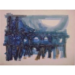 Rudy Paluzzi (20th Century) American, PIERS, c.1965, watercolor on paper, 22 1/2 x 30". Startin...