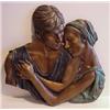 Image 1 : Roman Parmeter (20th Century) American, LOVERS, 1989, patinated color bronze wall sculpture, nu...