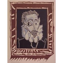 after Pablo Picasso (1881-1973) Spanish, MAN WITH A RUFF, Henri Deschamps color lithograph afte...