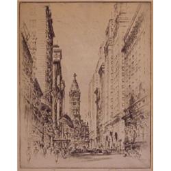 Herbert Pullinger (1878- ) American, DOWNTOWN, etching, signed in pencil, image 14 x 11", full...