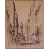 Image 1 : Herbert Pullinger (1878- ) American, DOWNTOWN, etching, signed in pencil, image 14 x 11", full...