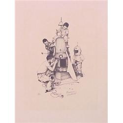 Norman Rockwell (1894-1978) American, ROCKET SHIP, lithograph, signed in pencil, artist's proof...