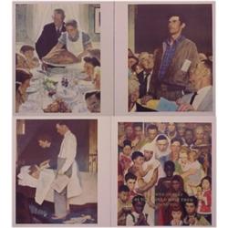 Norman Rockwell (1894-1978) American, THE FOUR FREEDOMS, four color prints mounted to boards, t...