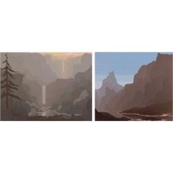 Jerry Schurr (20th Century) American, COOK'S BAY; MT. LYELL, two color screenprints, each signe...