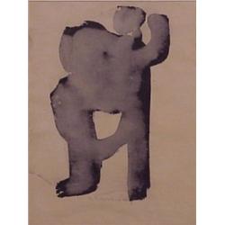 Herbert Siebner (b. 1925) Canadian, GRAY FIGURE, monotype print, 12 x 9", signed, framed with g...