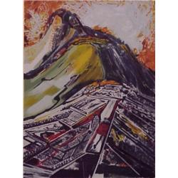 David Siquieros (1896-1974) Mexican, ARIAL VIEW, from the Mountain Series, color lithograph, si...