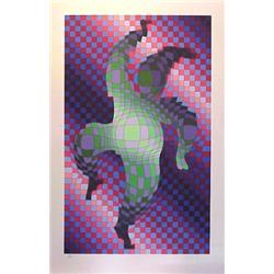 Victor Vasarely (1908-1997) Hungarian, HARLEQUIN (white), color screenprint, signed in pencil,...