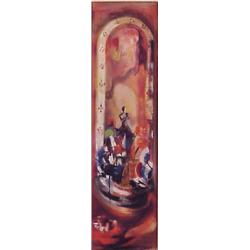 Gordon Wagoner (20th Century) American, FOUNTAIN, oil painting on canvas, 36 x 10", signed lowe...