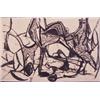 Image 1 : Elsa Warner (b. 1900) American, UNTITLED, black brush painting on linen, 20 x 31", signed lower...