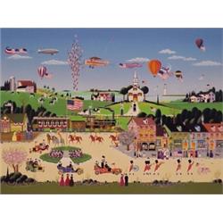 Nubuo Watanabe (b. 1913) Japanese, PRESIDENT'S PARADE, color screenprint, signed in pencil, num...