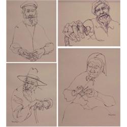 Norman Weiner (b. 1922) American, JEWISH LIFE, four prints, numbered edition of 250, sheets 12...