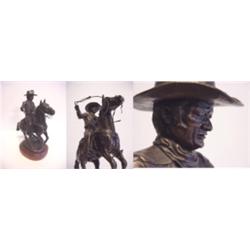 Western sculpture: Juan Martinez (20th Century), THE COWBOY THAT LEFT HIS BRAND (John Wayne), 1...