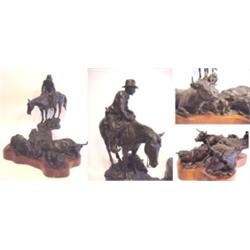 Western sculpture: Curtis Zabel (b. 1935) American, NIGHT HERDSMAN, 1981, patinated cast bronze...